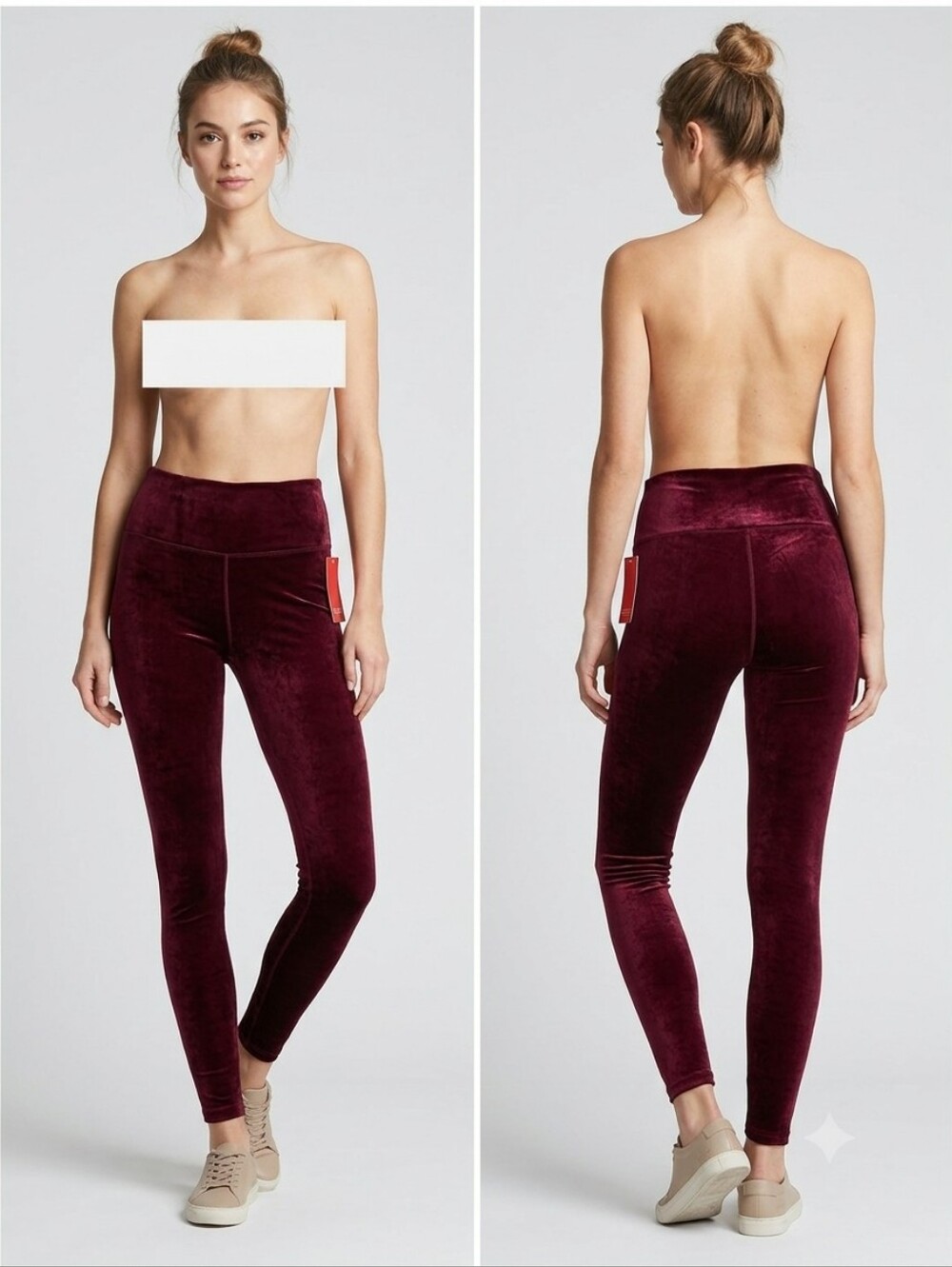SPANX Velvet High-Waist Leggings in Burgundy Size L/G
